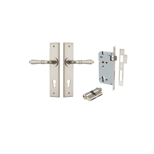 Sarlat Lever Chamfered Satin Nickel Entrance Kit - Key/Key