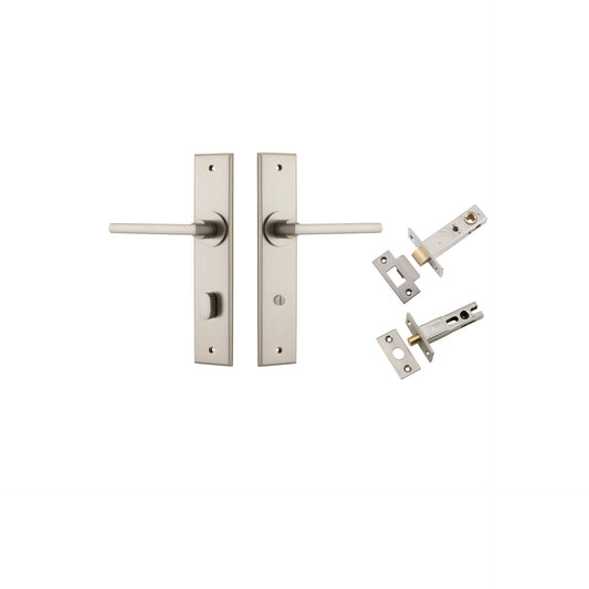 Baltimore Lever Chamfered Satin Nickel Privacy Kit