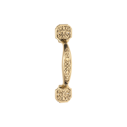Ornate Pull Handle Polished Brass
