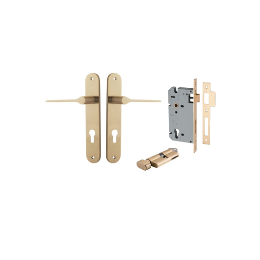 Como Lever Oval Brushed Brass Entrance Kit - Key/Thumb Turn