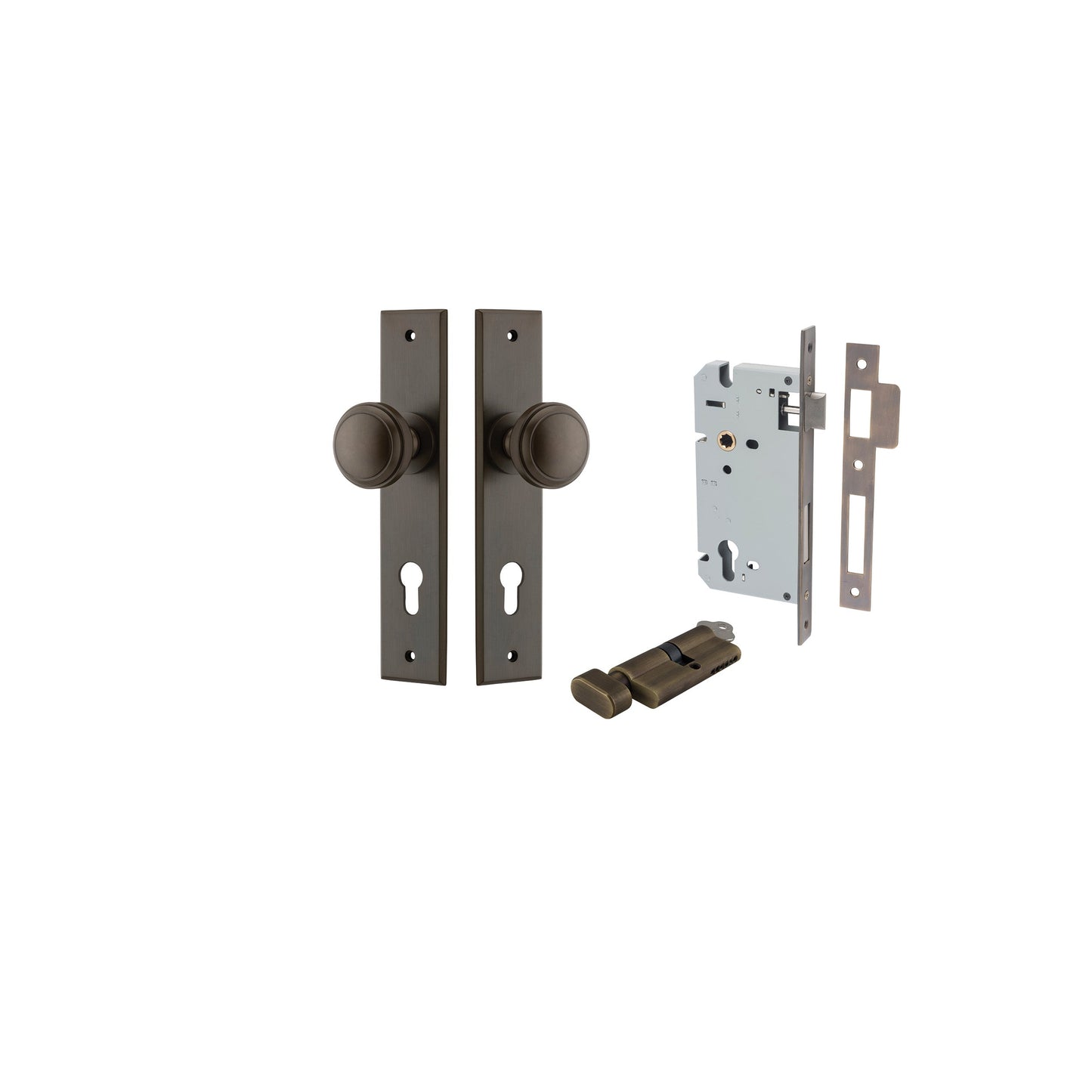 Paddington Knob Chamfered Signature Brass Entrance Kit - Key/Thumb