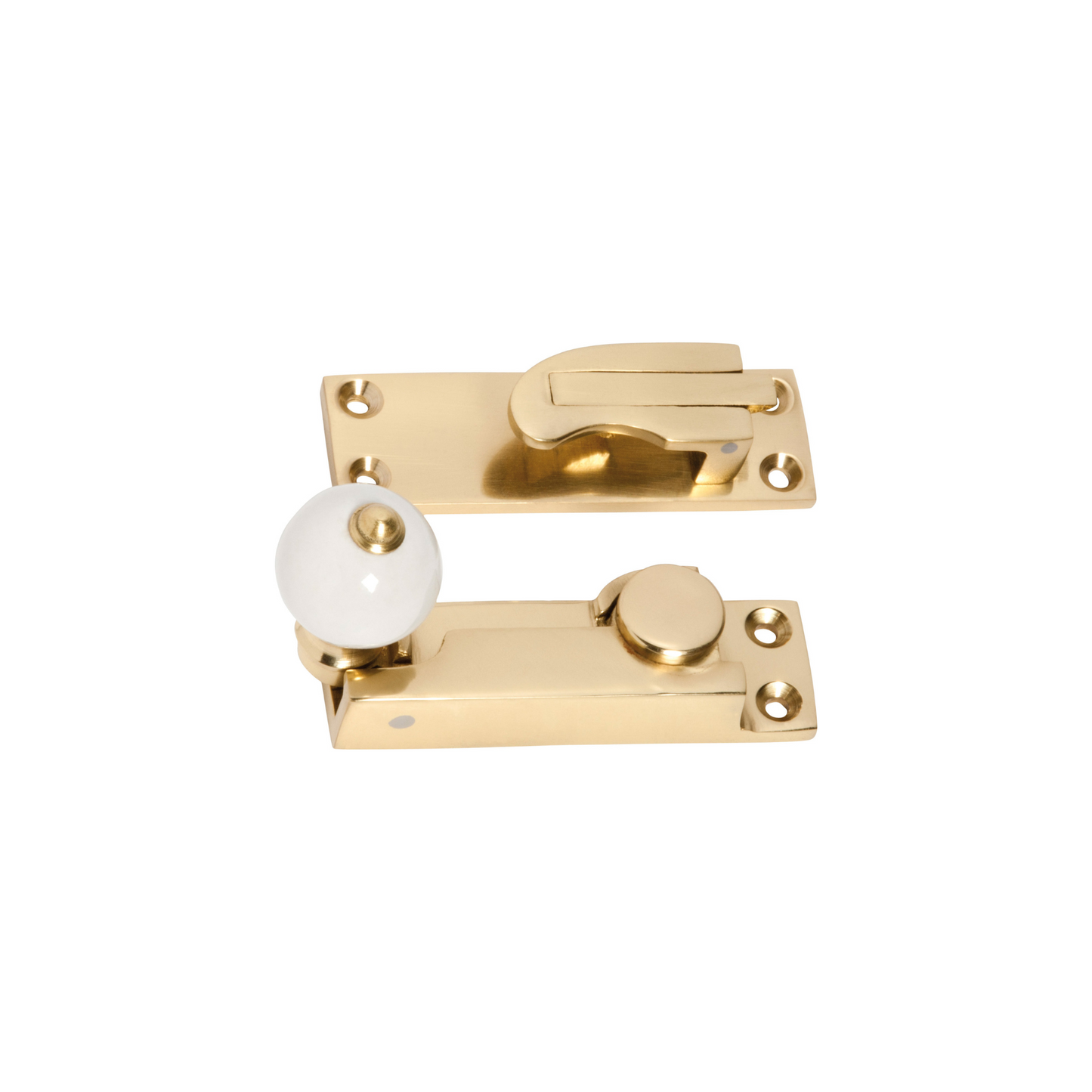 Sash Fastener - Porcelain Ball  Polished Brass