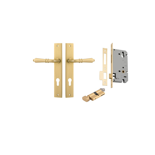Sarlat Lever Rectangular Brushed Gold PVD Entrance Kit - Key/Thumb Turn