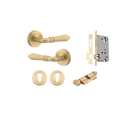 Sarlat Lever on Rose Brushed Gold PVD Entrance Kit - Key/Thumb Turn