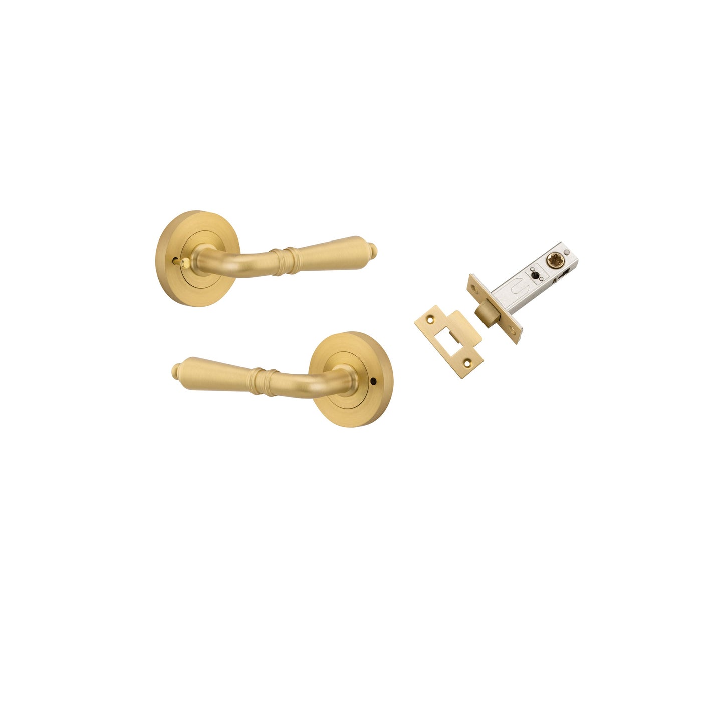 Sarlat Lever on Rose Brushed Gold PVD Inbuilt Privacy Kit