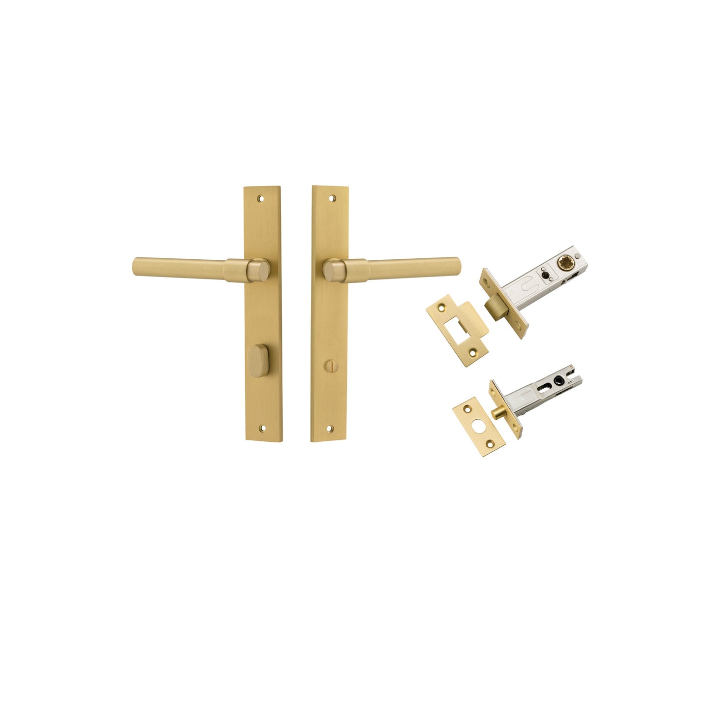 Helsinki Lever Rectangular Brushed Gold PVD Privacy Kit