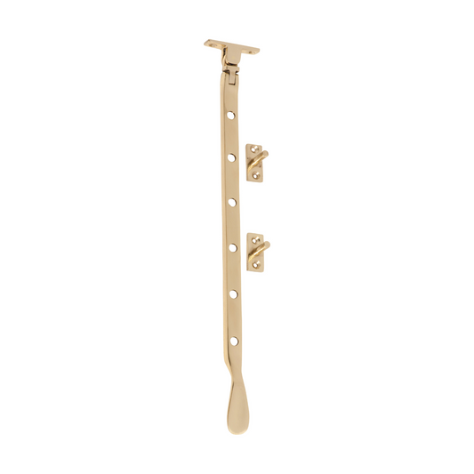 Casement Stay - Base Fix Polished Brass 300mm