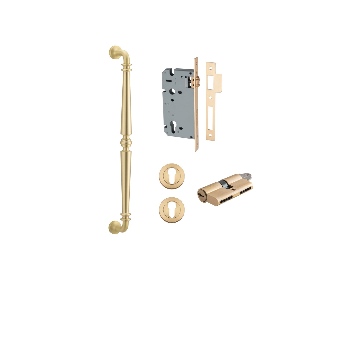 Sarlat Pull Handle Brushed Gold PVD 450mm Entrance Kit - Key/Key