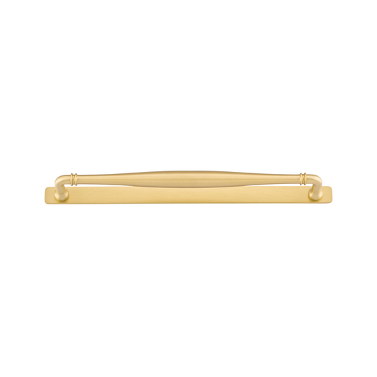 Sarlat Cabinet Pull with Backplate Brushed Gold PVD CTC 320mm