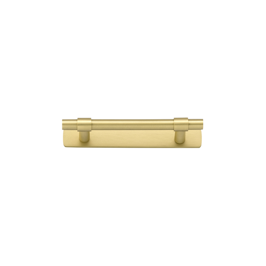 Helsinki Cabinet Pull with Backplate Brushed Gold PVD CTC 96mm