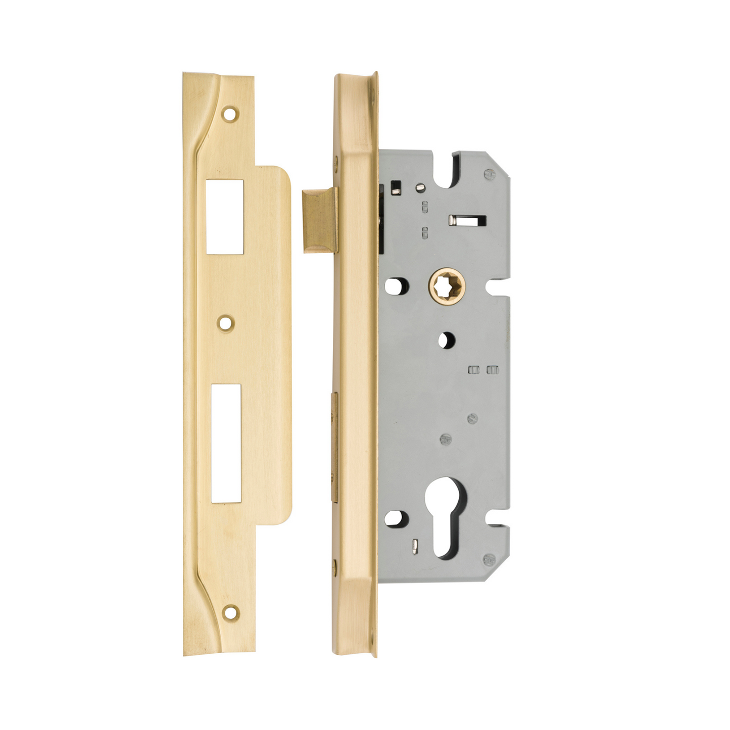 85mm Euro Lock Rebated Brushed Gold PVD 45mm