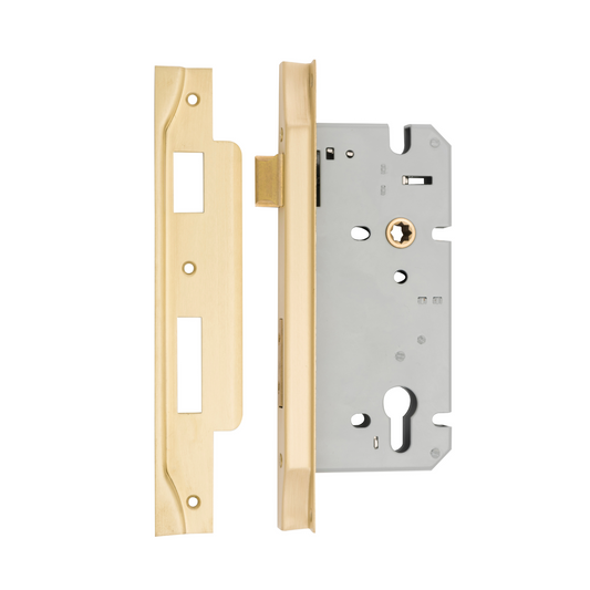85mm Euro Lock Rebated Brushed Gold PVD