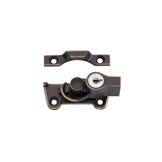 Sash Fastener - Locking Wide Antique Brass
