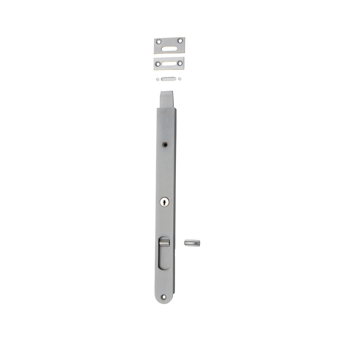 Flush Bolt - Locking Brushed Chrome 300mm