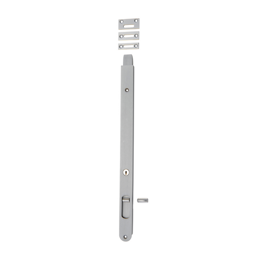 Flush Bolt - Locking Brushed Chrome 400mm