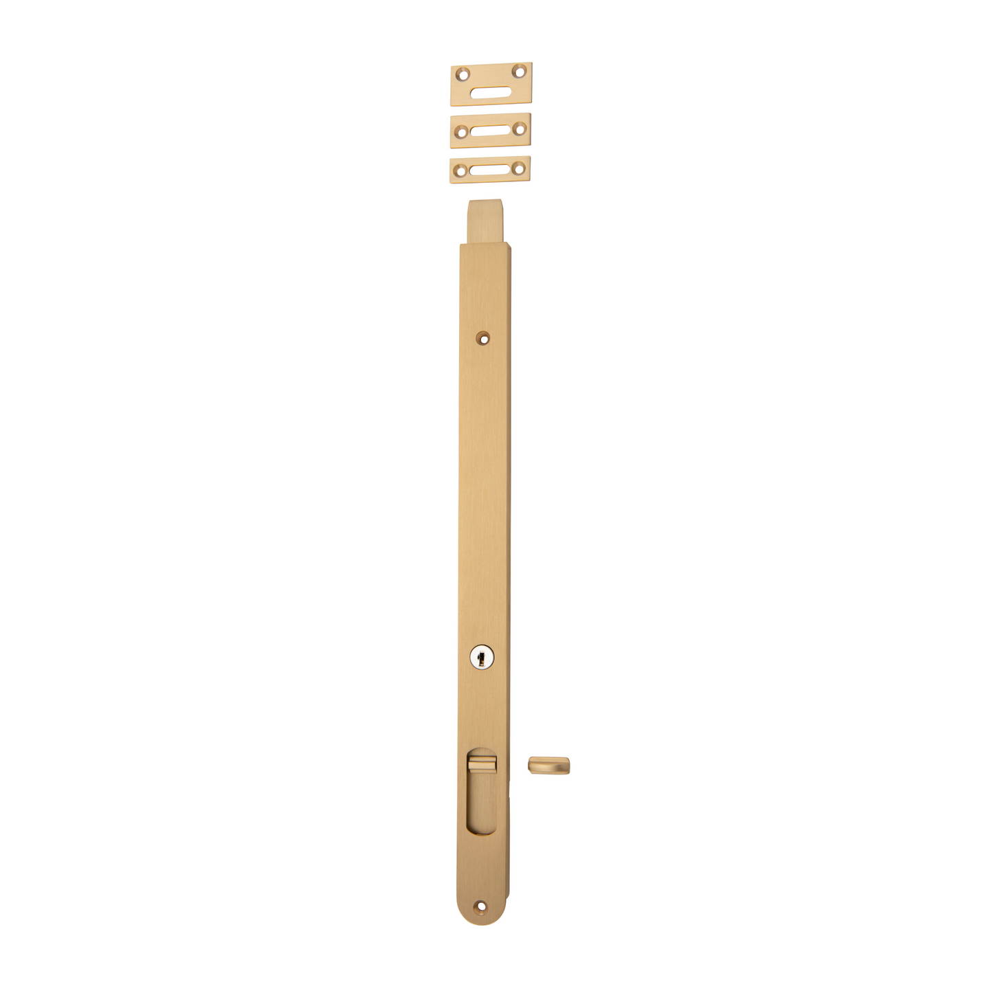 Flush Bolt - Locking Brushed Brass 400mm