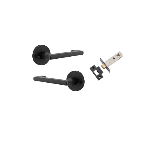 Baltimore Return Lever on Rose Matt Black Inbuilt Privacy Kit
