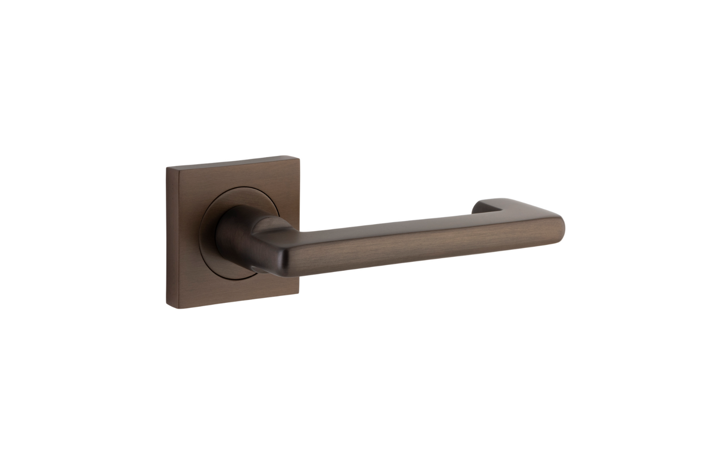 Baltimore Return Lever on Square Rose Signature Brass