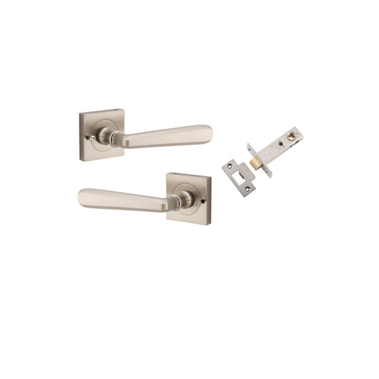 Copenhagen Lever on Square Rose Satin Nickel Inbuilt Privacy Kit