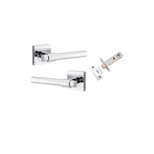 Helsinki Lever on Square Rose Polished Chrome Inbuilt Privacy Kit