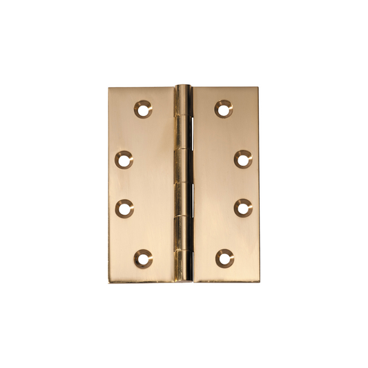 Hinge - Fixed Pin Unlacquered Polished Brass 100mm x 75mm