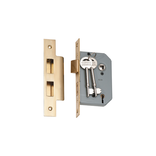 5 Lever Mortice Lock Polished Brass 46mm