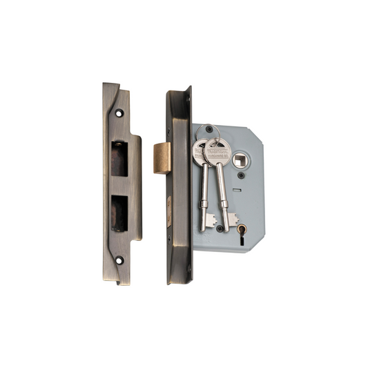 Rebated 5 Lever Mortice Lock Antique Brass 57mm