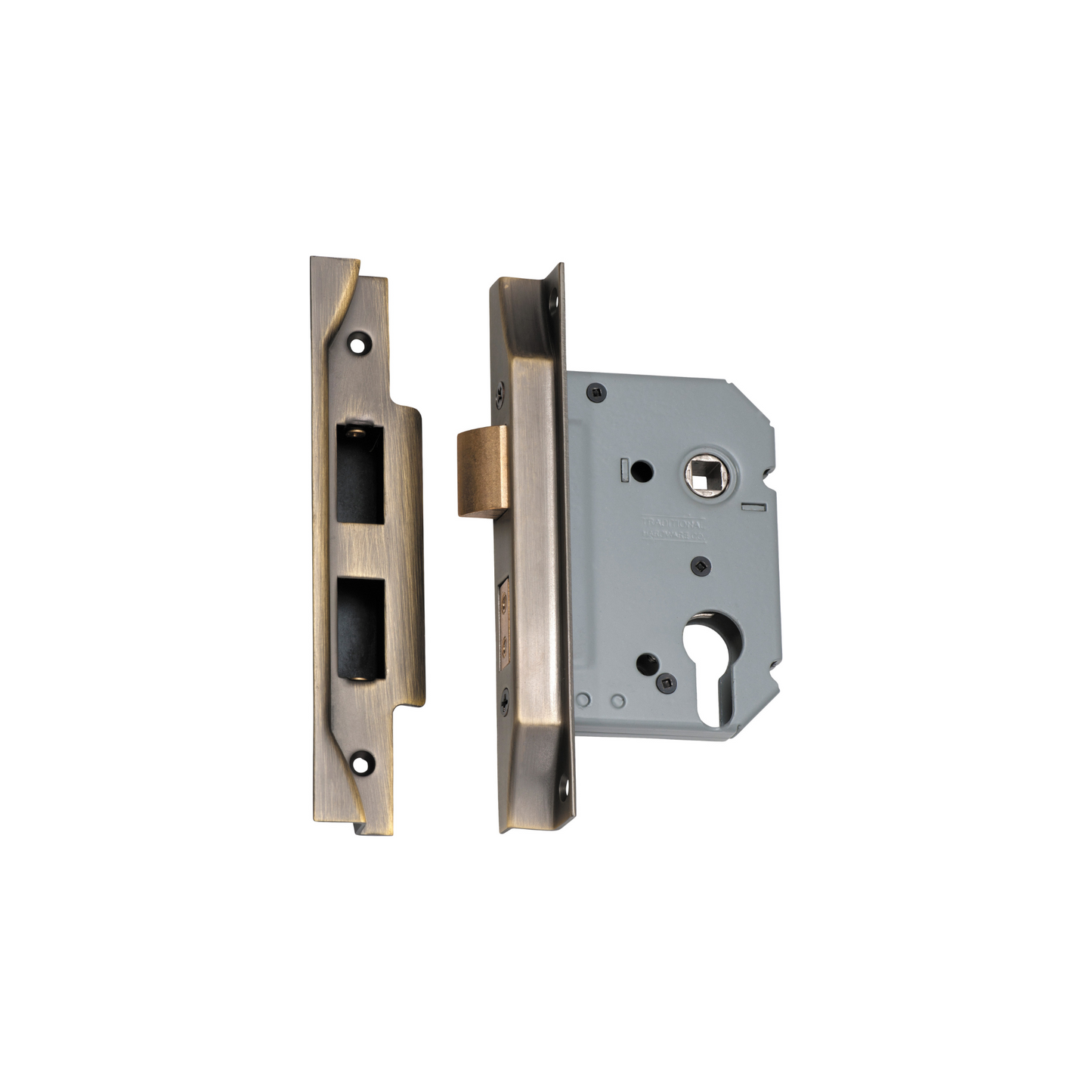 Rebated Euro Mortice Lock Antique Brass 57mm