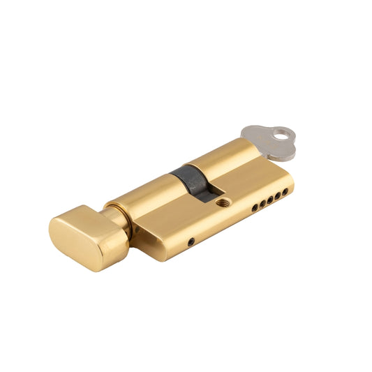 Euro Cylinder Key/Thumb Turn Polished Brass 65mm