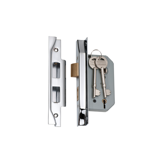 Rebated 5 Lever Mortice Lock Polished Chrome 46mm