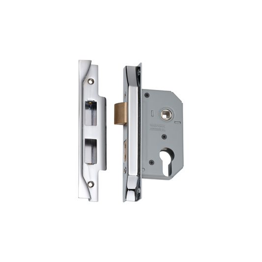 Rebated Euro Mortice Lock Polished Chrome 46mm