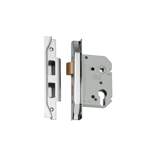 Rebated Euro Mortice Lock Polished Chrome 57mm
