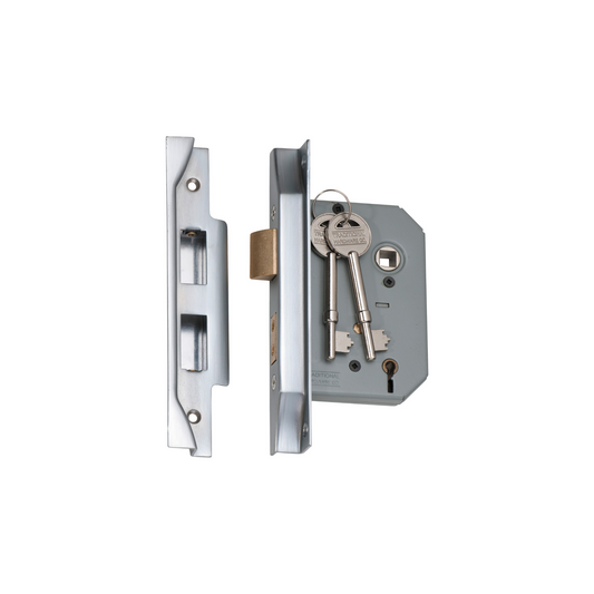 Rebated 5 Lever Mortice Lock Satin Chrome 57mm