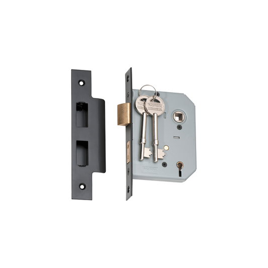 5 Lever Mortice Lock Matt Black 57mm