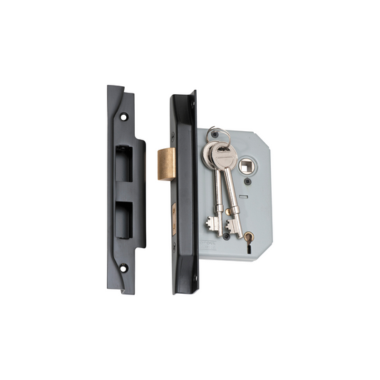 Rebated 5 Lever Mortice Lock Matt Black 57mm