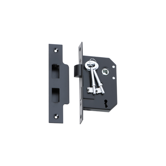 3 Lever Mortice Lock Matt Black 44mm