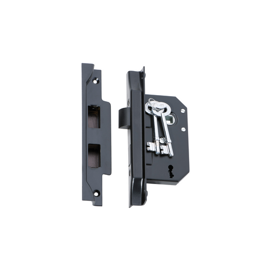 Rebated 3 Lever Mortice Lock Matt Black 44mm