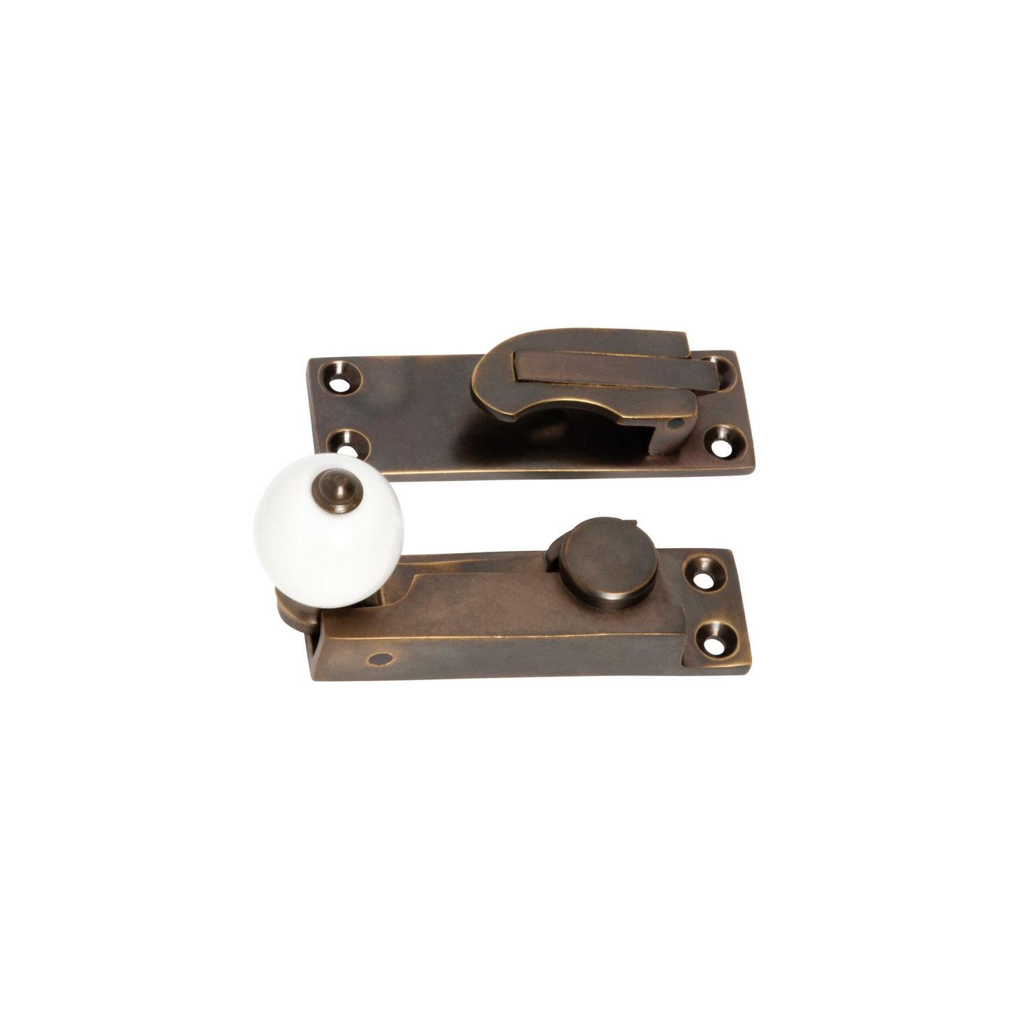 Sash Fastener - Porcelain Ball Antique Brass