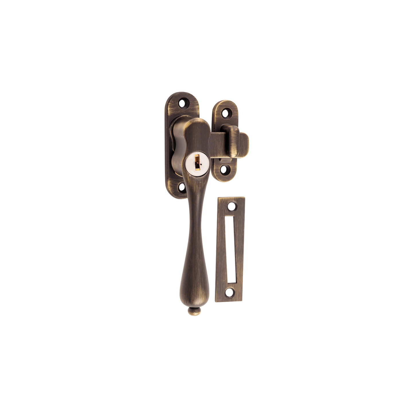 Casement Fastener - Locking Left Hand Antique Brass