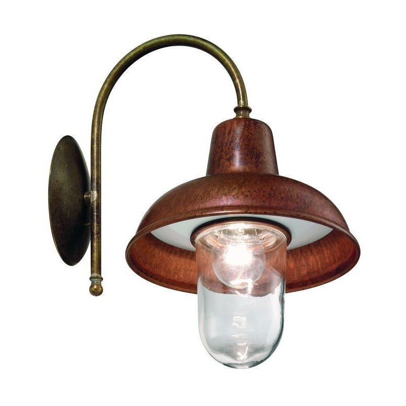 Contrada Brass and Copper Gooseneck Outdoor Wall Light