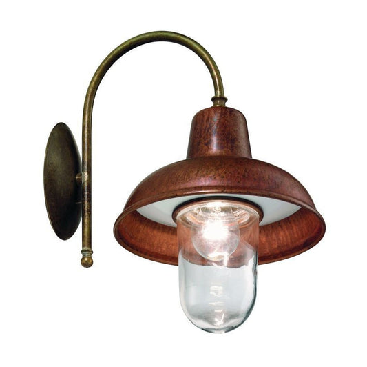 Contrada Brass and Copper Gooseneck Outdoor Wall Light