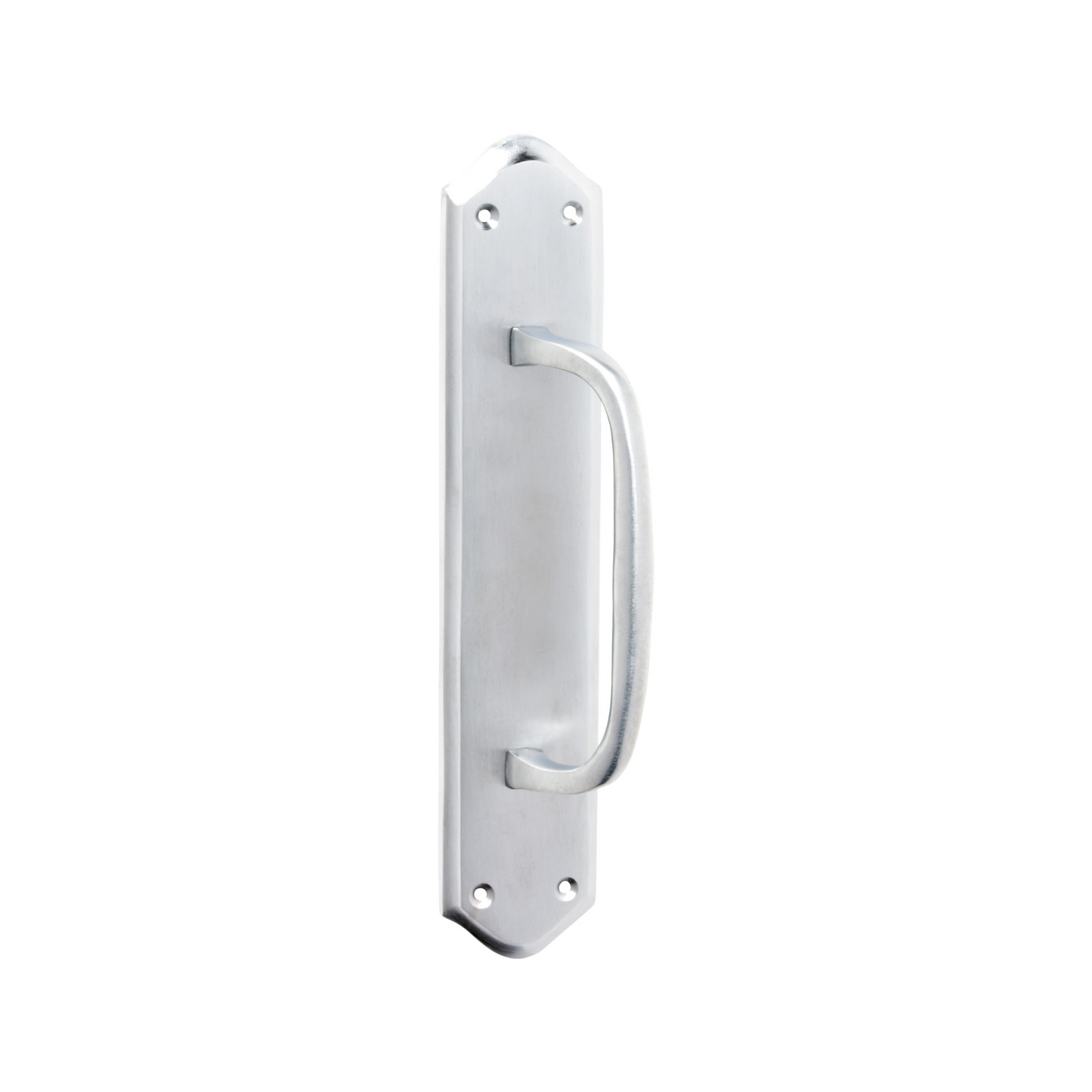 Offset Pull Handle on Backplate Satin Chrome