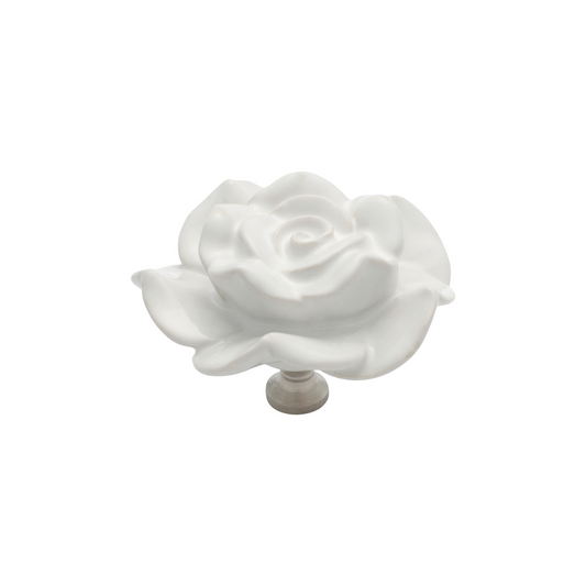 Flower Knob Ceramic White/Polished Chrome 60mm