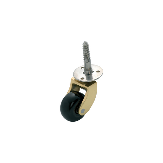 Castor - Screw Plate Brown Porcelain/Polished Brass 32mm
