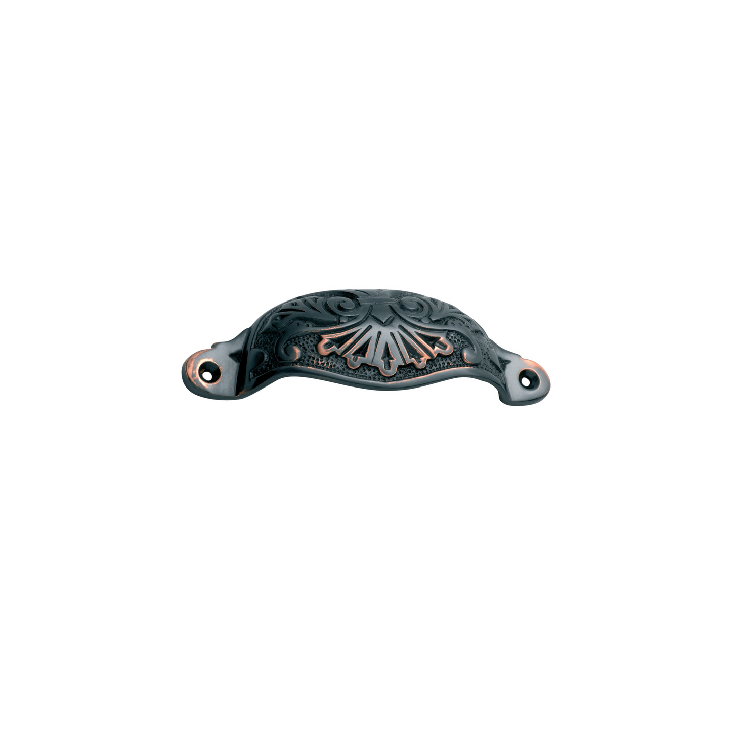 Drawer Pull Ornate Cupped Antique Copper