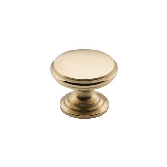 Cupboard Knob Flat Polished Brass 32mm