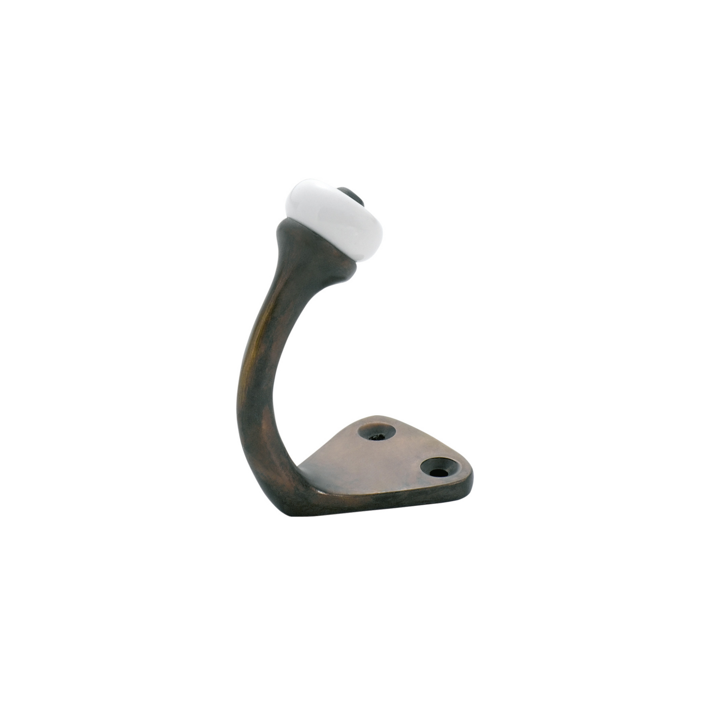 Robe Hook - Porcelain Tip Antique Brass