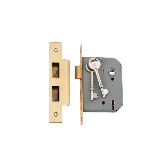 5 Lever Mortice Lock Satin Brass 57mm