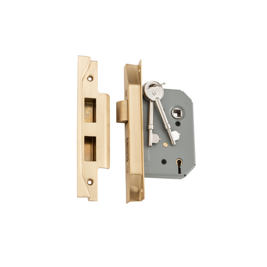 Rebated 5 Lever Mortice Lock Satin Brass 57mm