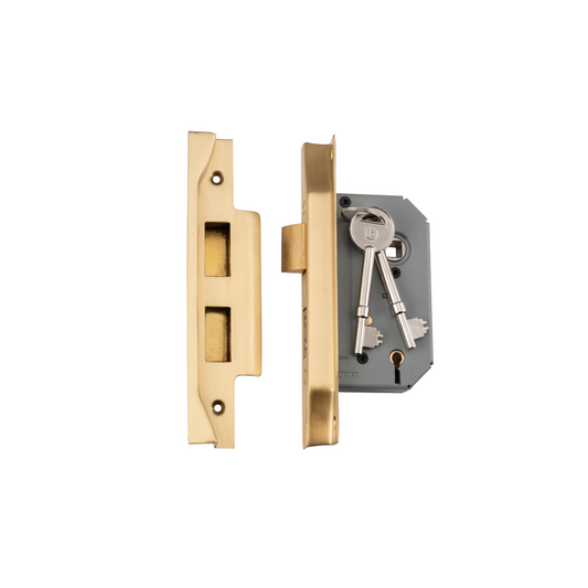 Rebated 5 Lever Mortice Lock Satin Brass 46mm